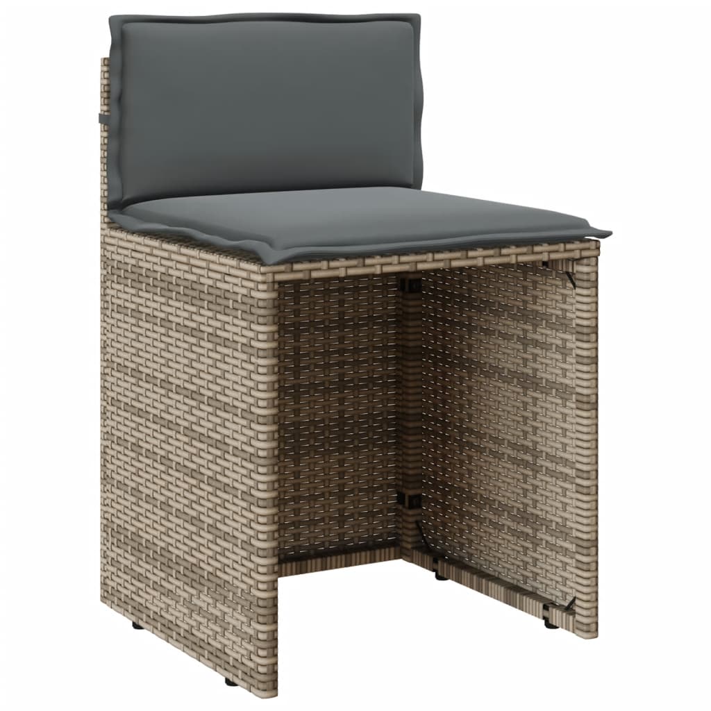 3-delige Bistroset met kussens poly rattan grijs