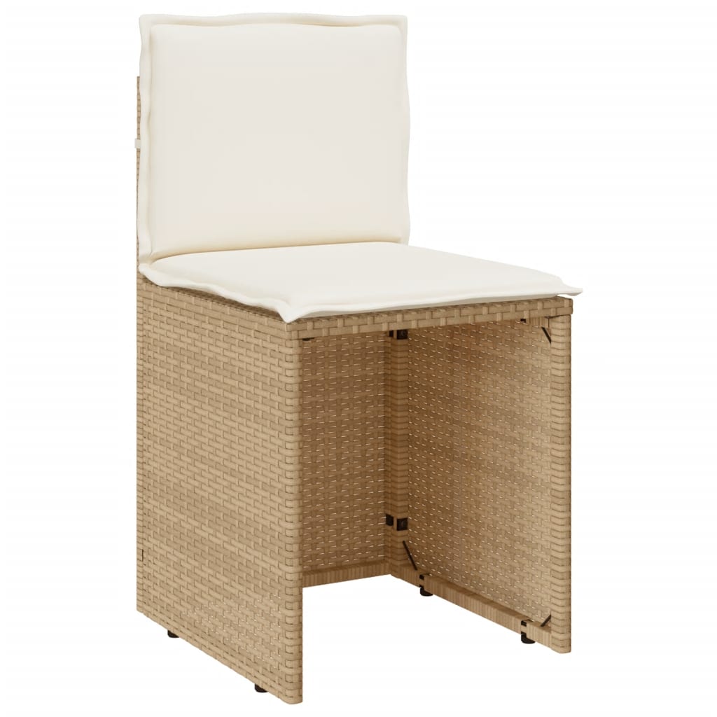 3-delige Bistroset met kussens poly rattan beige