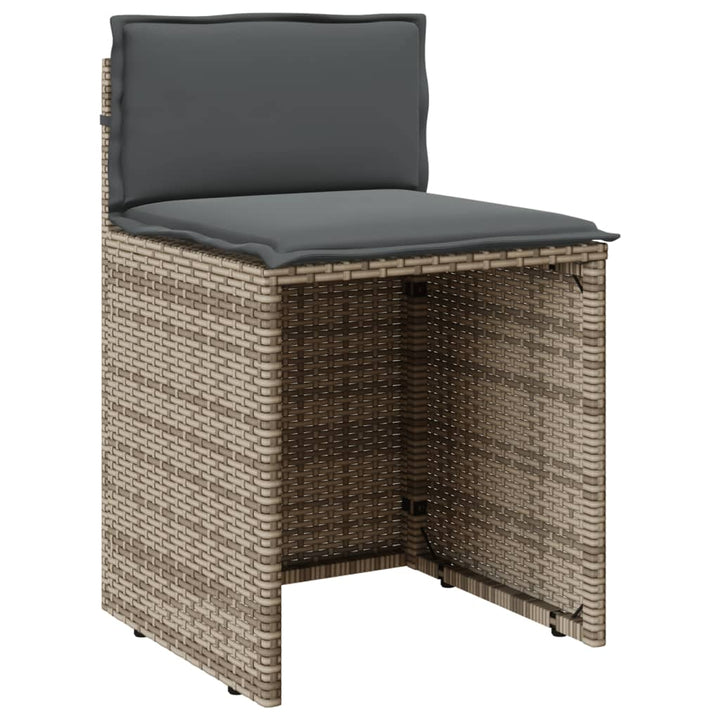 3-delige Bistroset met kussens poly rattan grijs