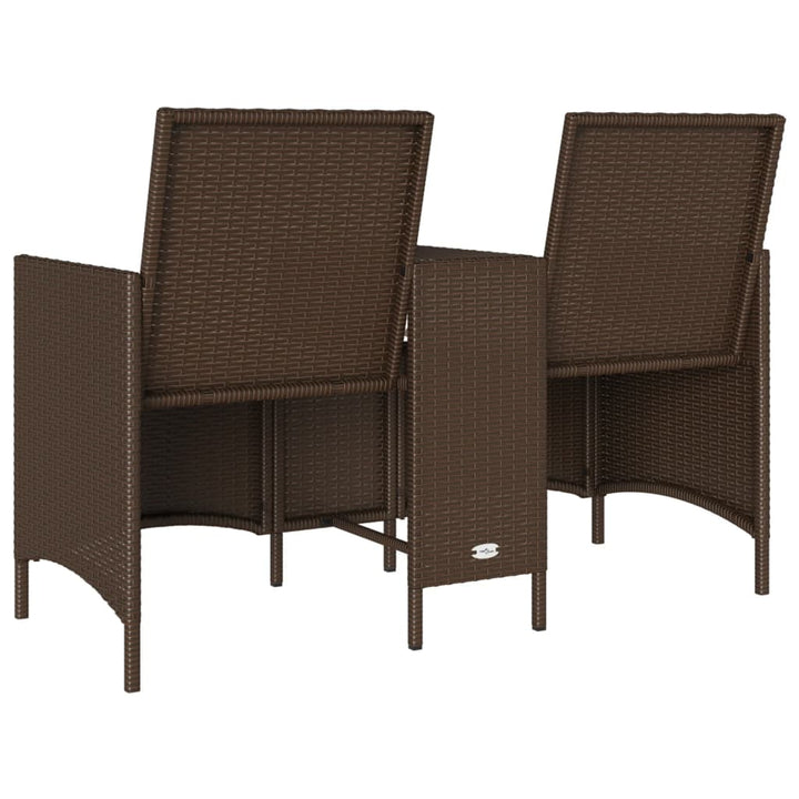 Tuinbank 2-zits met tafel en kussens poly rattan bruin