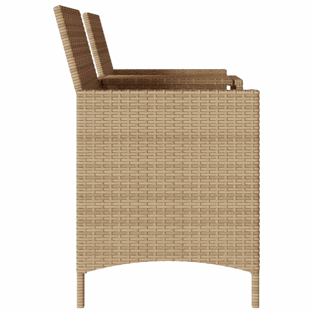 Tuinbank 2-zits met tafel en kussens poly rattan beige