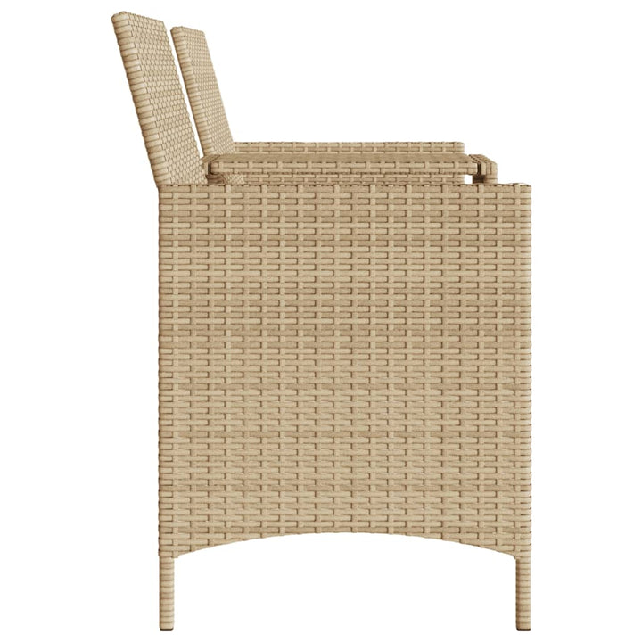 Tuinbank 2-zits met tafel en voetenbanken poly rattan beige