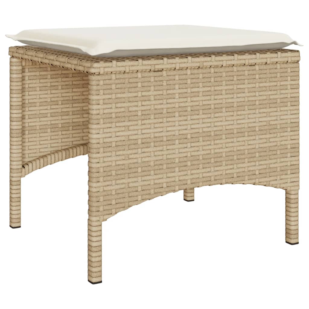 Tuinbank 2-zits met tafel en voetenbanken poly rattan beige