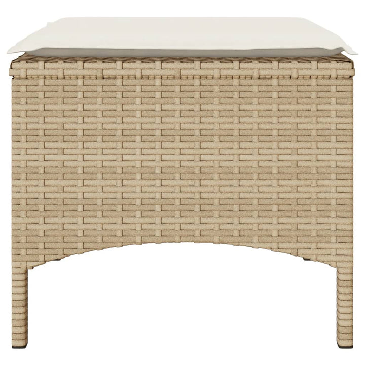 Tuinbank 2-zits met tafel en voetenbanken poly rattan beige