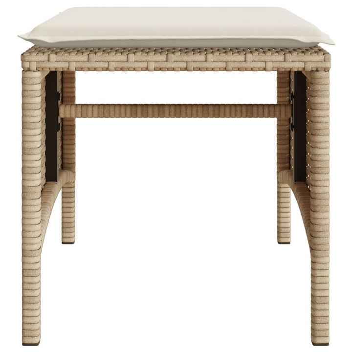 Tuinbank 2-zits met tafel en voetenbanken poly rattan beige