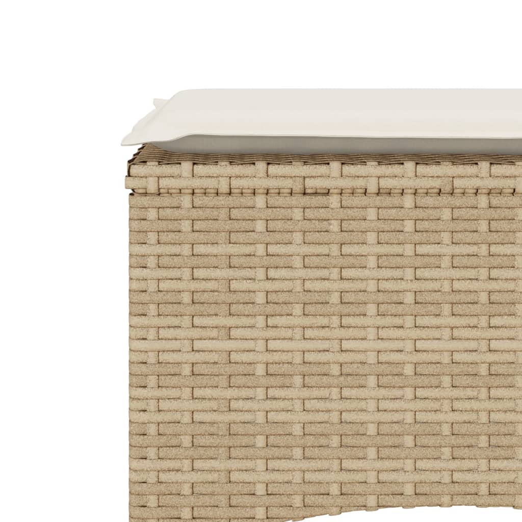 Tuinbank 2-zits met tafel en voetenbanken poly rattan beige