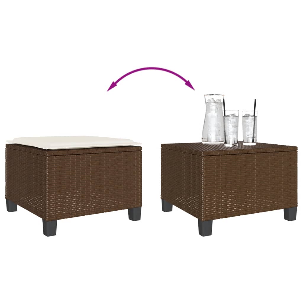 3-delige Bistroset met kussens poly rattan bruin