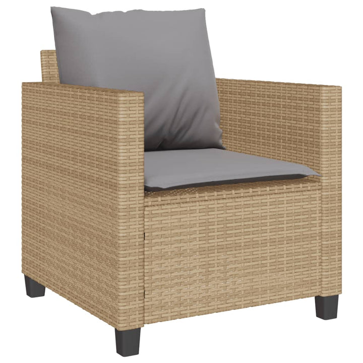 3-delige Bistroset met kussens poly rattan beige