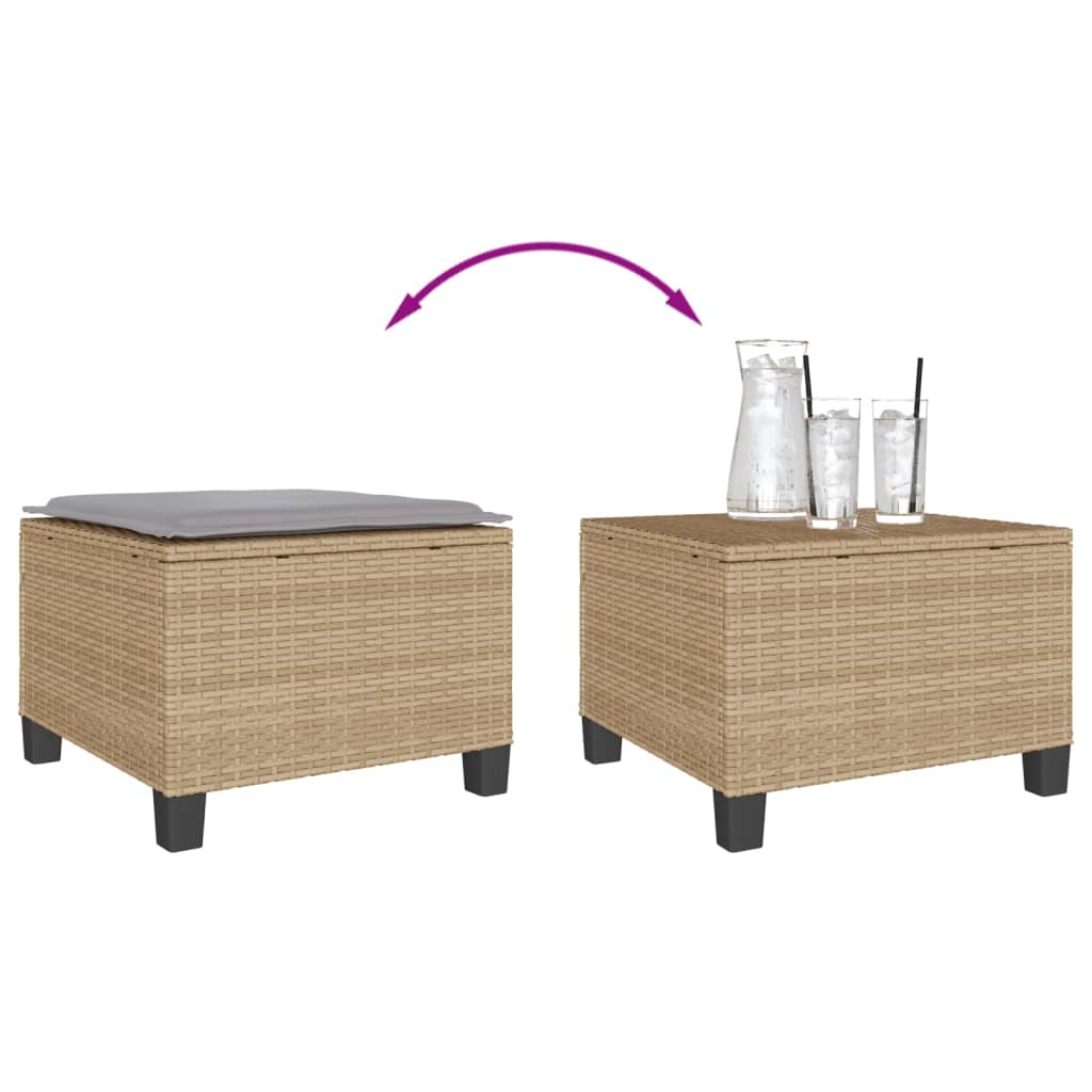 3-delige Bistroset met kussens poly rattan beige