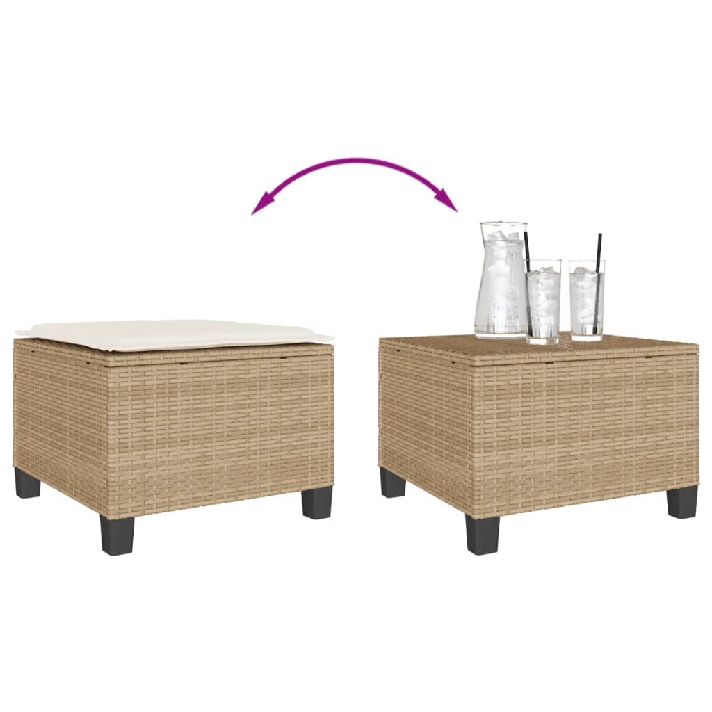 3-delige Bistroset met kussens poly rattan beige