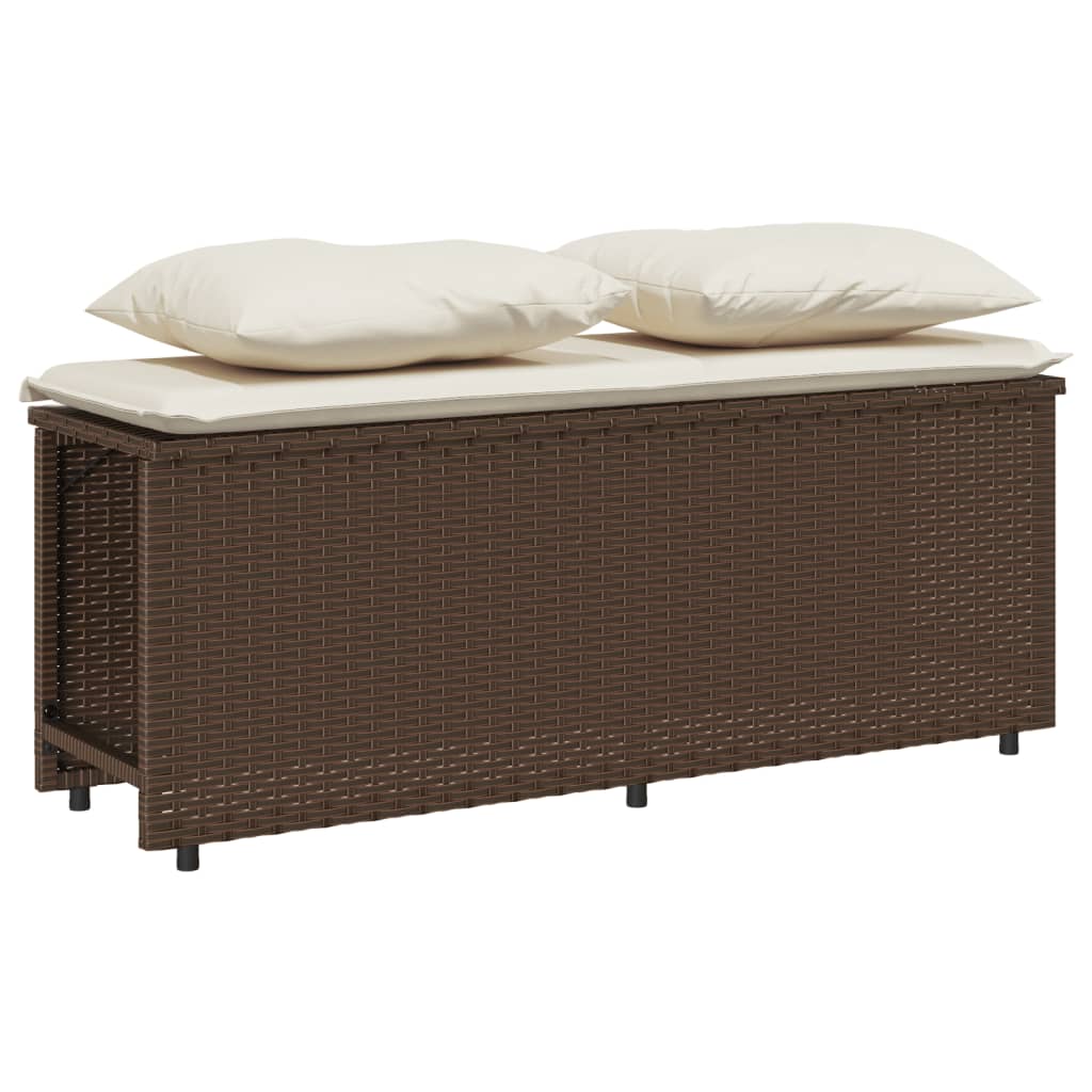 3-delige Tuinset met kussens poly rattan bruin