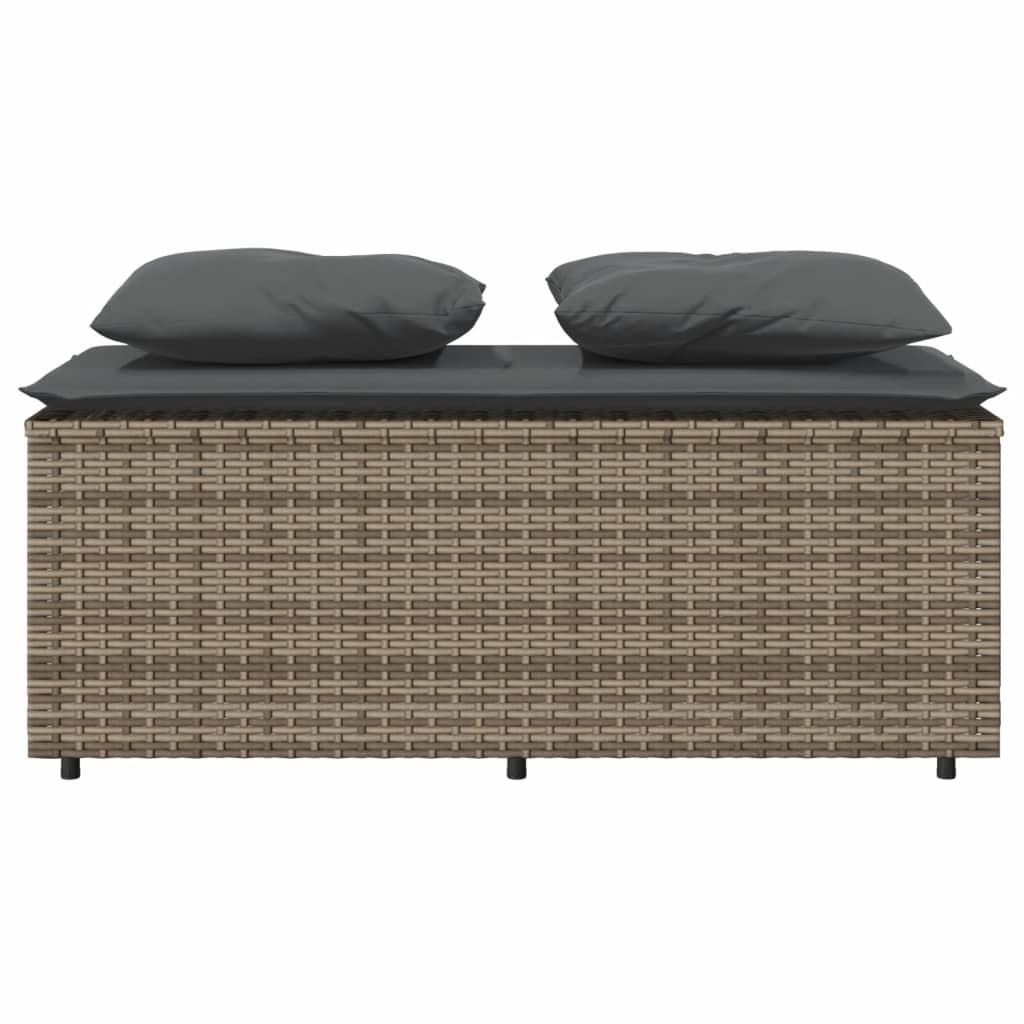 3-delige Tuinset met kussens poly rattan grijs