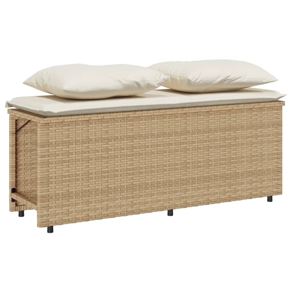 3-delige Tuinset met kussens poly rattan beige