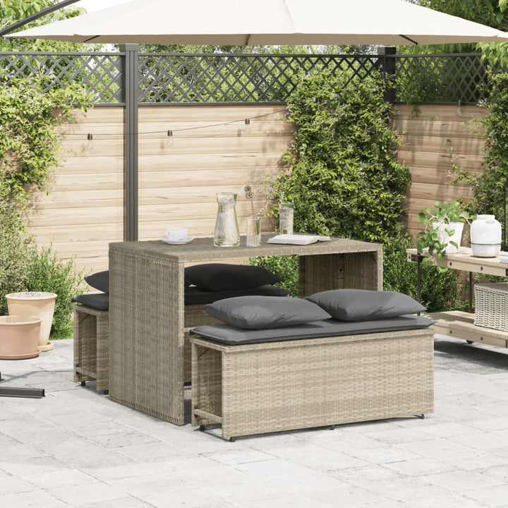 3-delige Tuinset met kussens poly rattan lichtgrijs