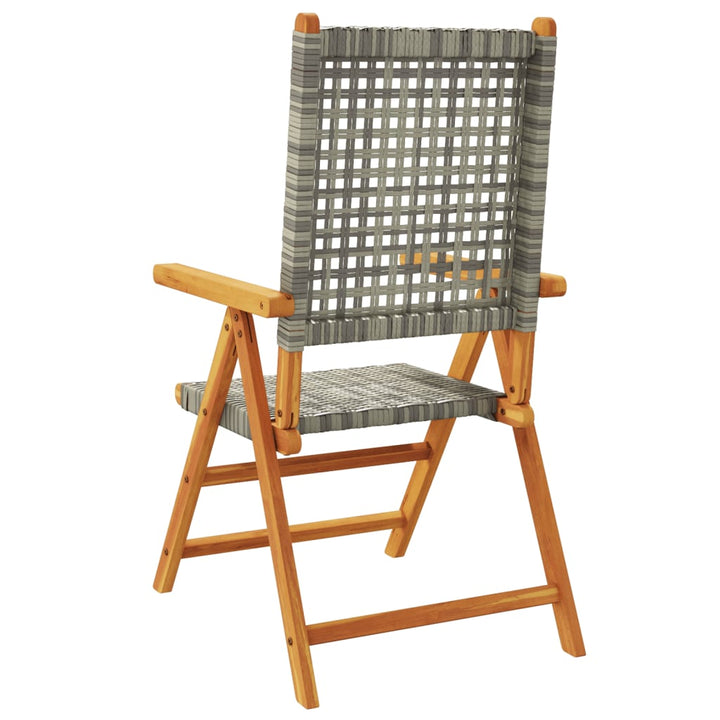 Tuinstoelen 2 st massief acaciahout en poly rattan grijs