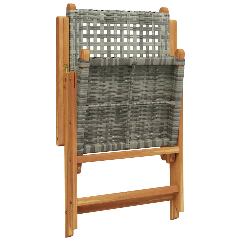 Tuinstoelen 2 st massief acaciahout en poly rattan grijs