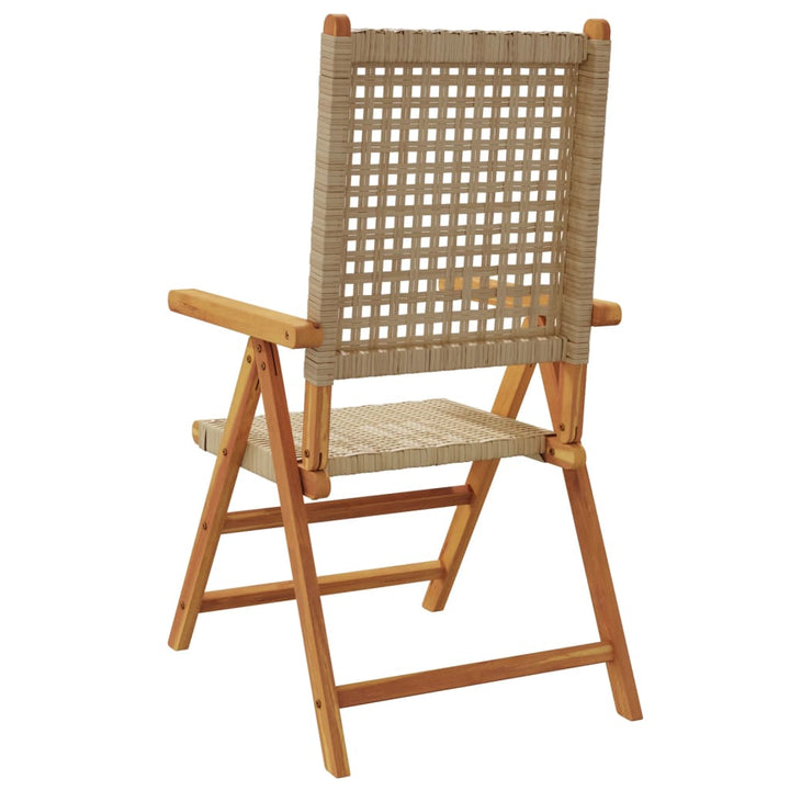 Tuinstoelen 2 st massief acaciahout en poly rattan beige