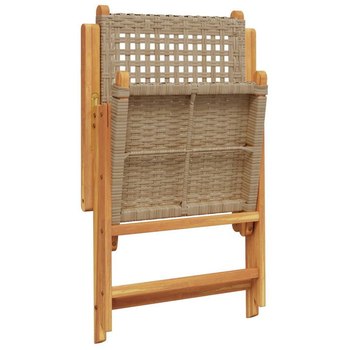 Tuinstoelen 2 st massief acaciahout en poly rattan beige