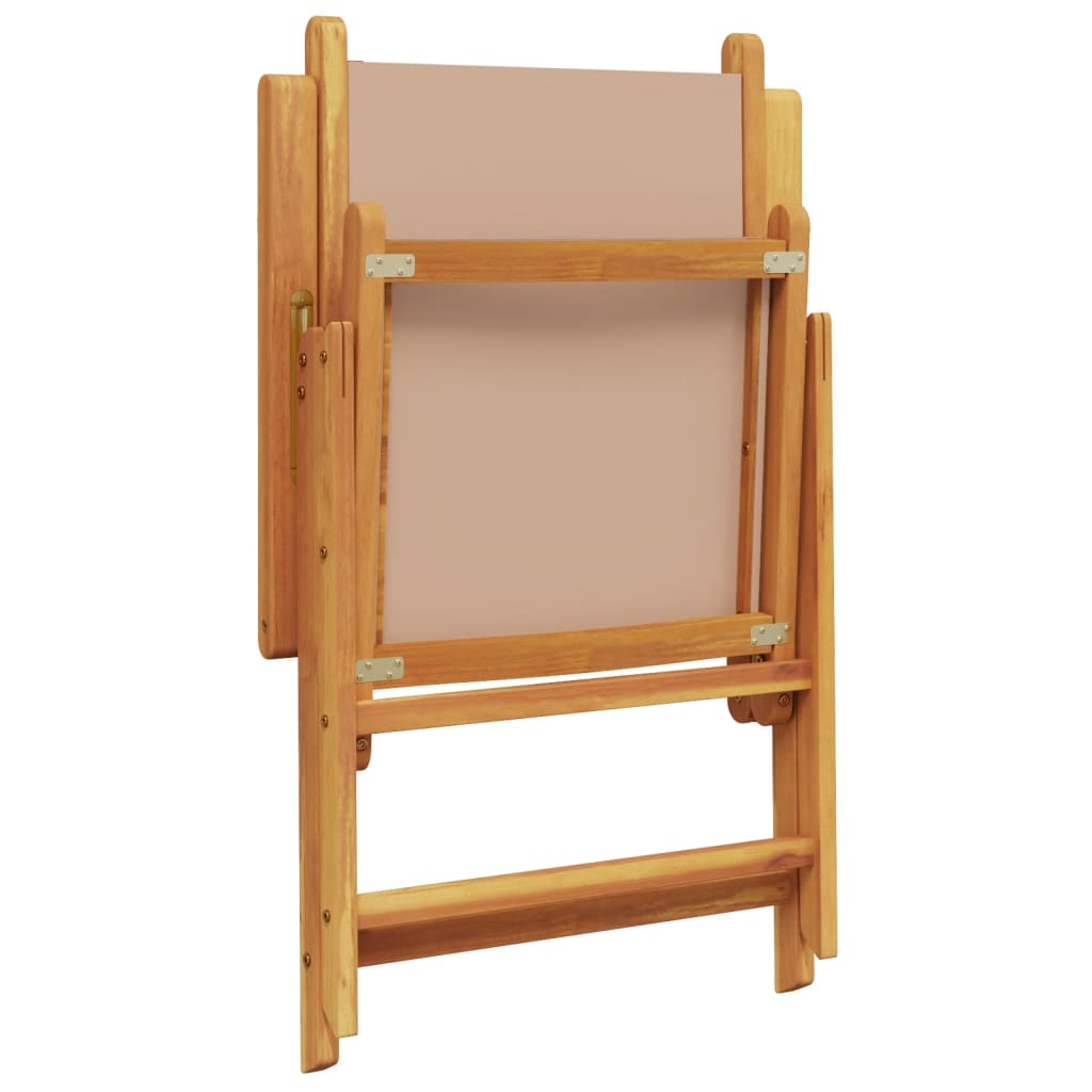 Tuinstoelen 2 st massief acaciahout en stof taupe