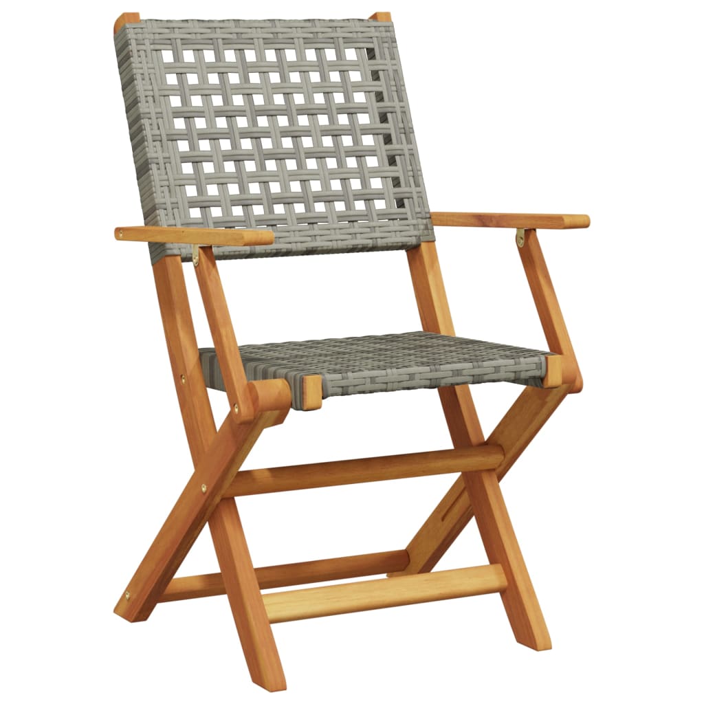 Tuinstoelen 2 st massief acaciahout en poly rattan grijs