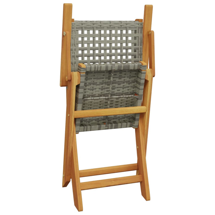 Tuinstoelen 2 st massief acaciahout en poly rattan grijs