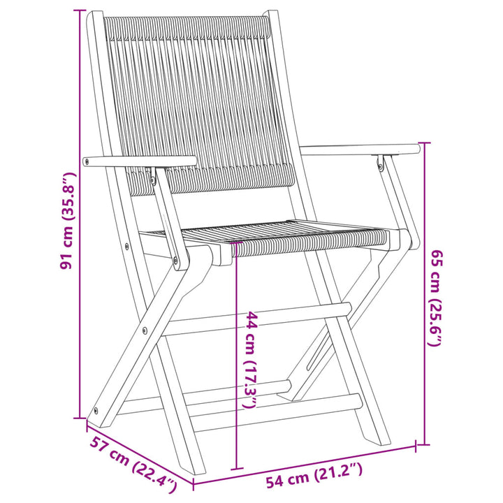 Tuinstoelen 2 st massief acaciahout en polypropeen zwart