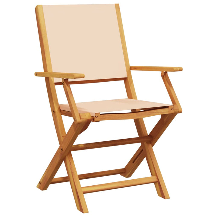 Tuinstoelen 2 st massief acaciahout en stof beige