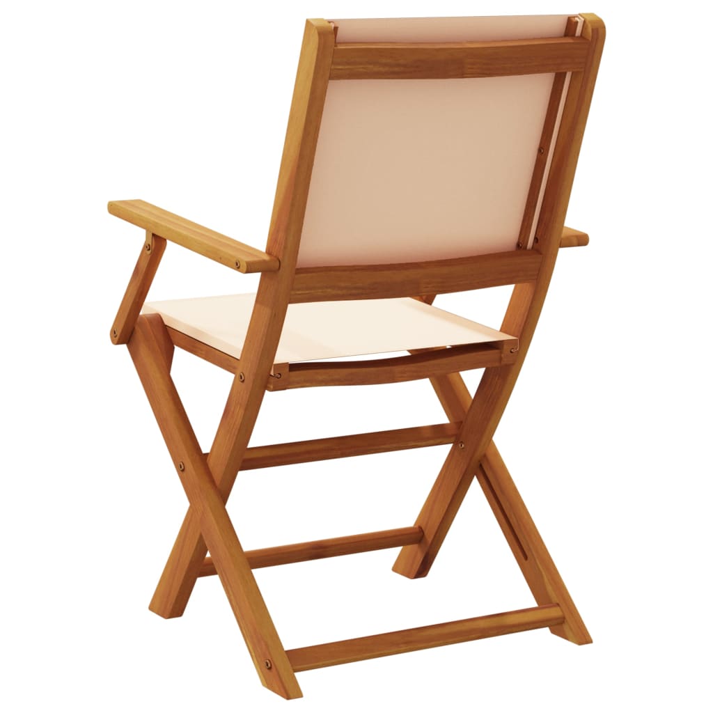 Tuinstoelen 2 st massief acaciahout en stof beige