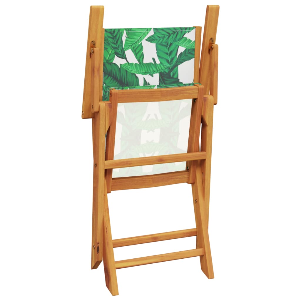 Tuinstoelen 2 st bladpatroon massief acaciahout en stof