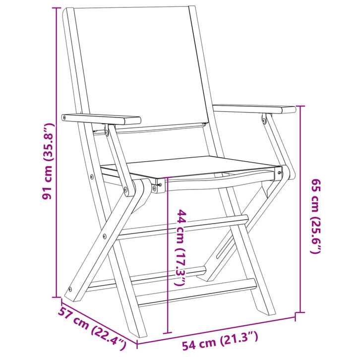 Tuinstoelen 2 st bladpatroon massief acaciahout en stof