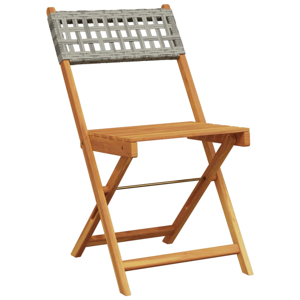 Bistrostoelen 2 st massief acaciahout en poly rattan grijs