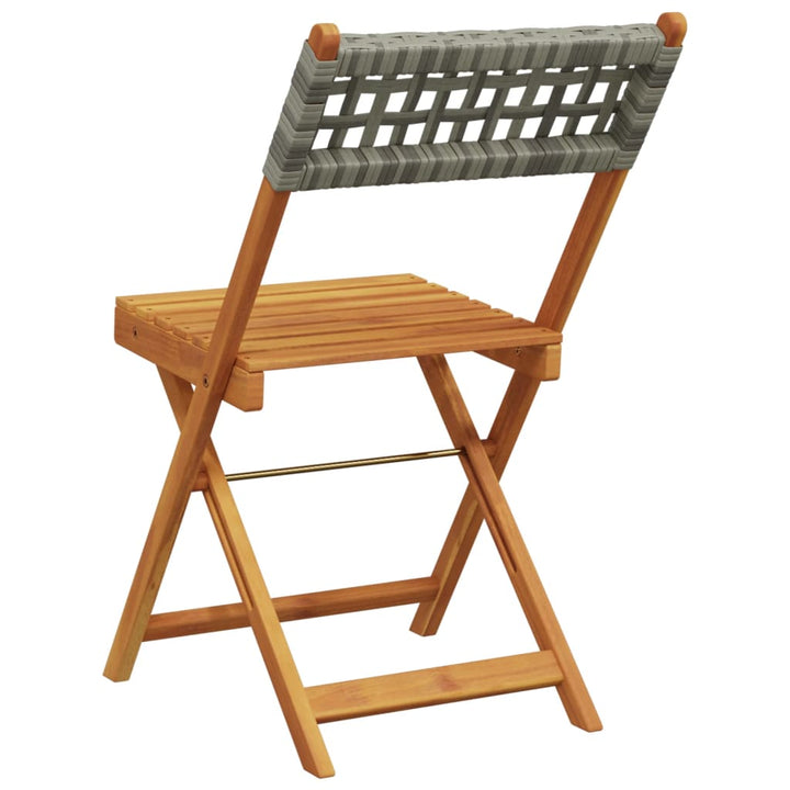 Bistrostoelen 2 st massief acaciahout en poly rattan grijs