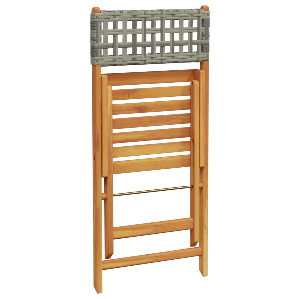 Bistrostoelen 2 st massief acaciahout en poly rattan grijs