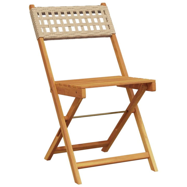 Bistrostoelen 2 st massief acaciahout en poly rattan beige