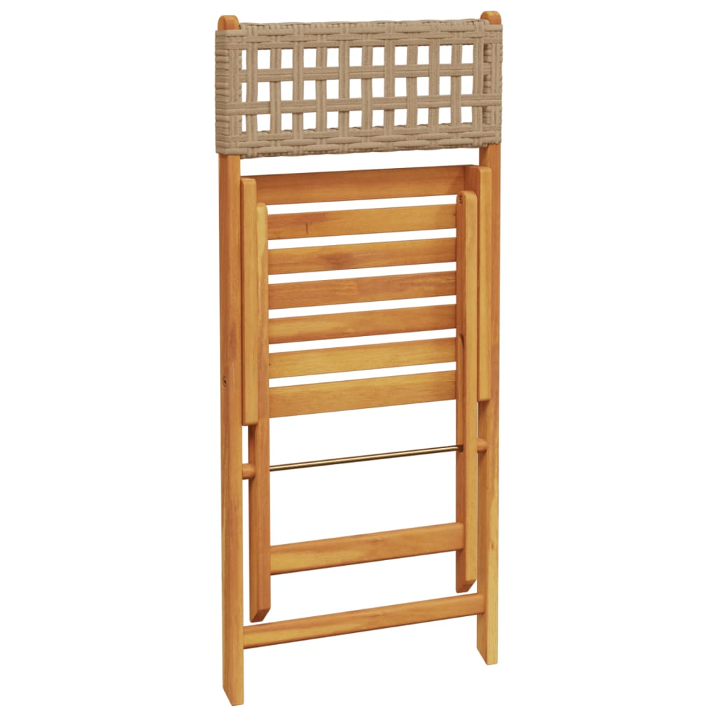 Bistrostoelen 2 st massief acaciahout en poly rattan beige