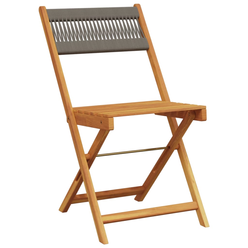 Bistrostoelen 2 st massief acaciahout en polypropeen grijs