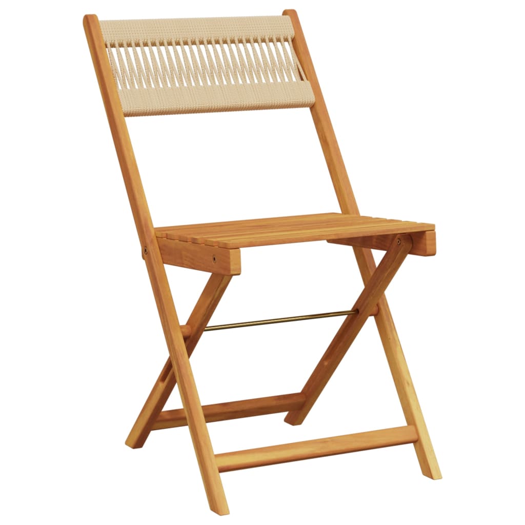 Bistrostoelen 2 st massief acaciahout en polypropeen beige