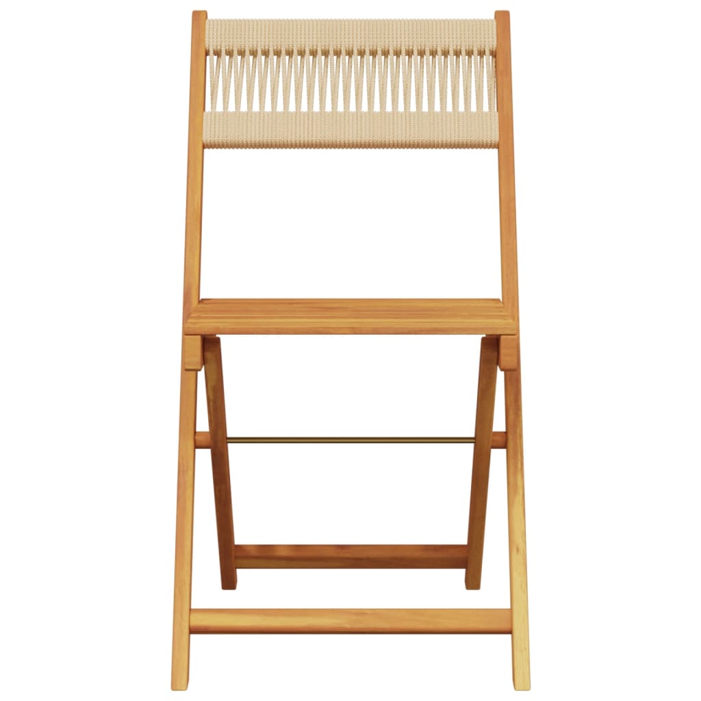 Bistrostoelen 2 st massief acaciahout en polypropeen beige