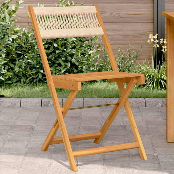 Bistrostoelen 2 st massief acaciahout en polypropeen beige