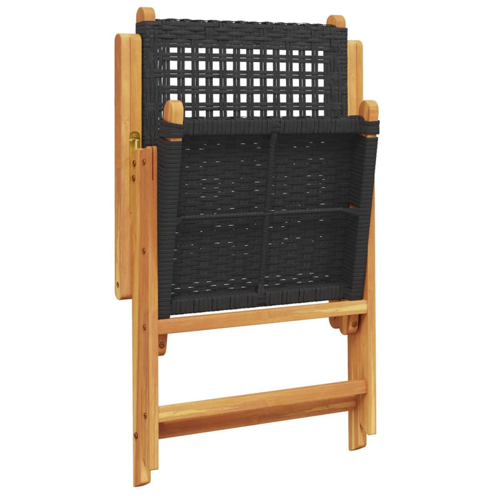 Tuinstoelen 2 st massief acaciahout en poly rattan zwart