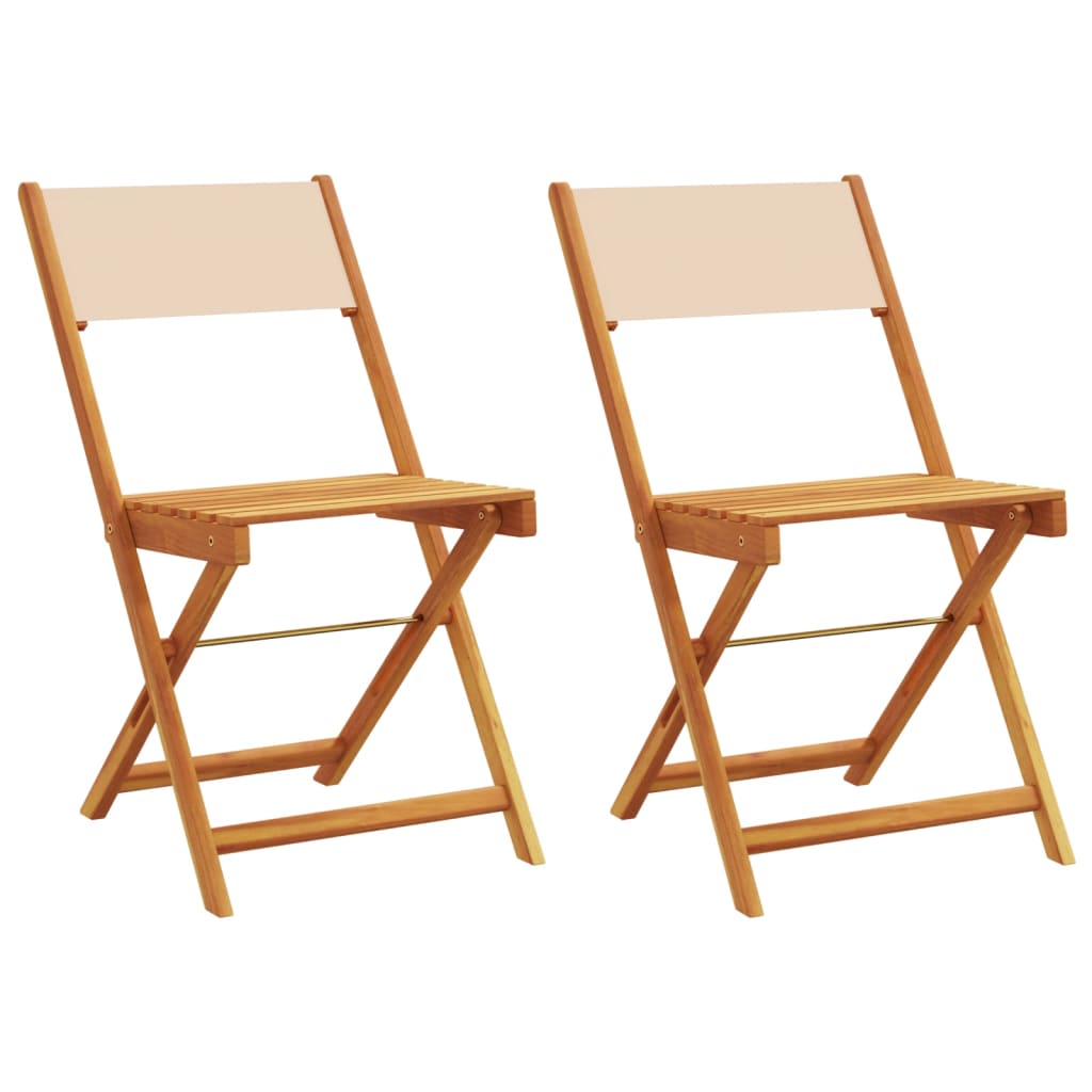 Bistrostoelen 2 st massief acaciahout en stof beige