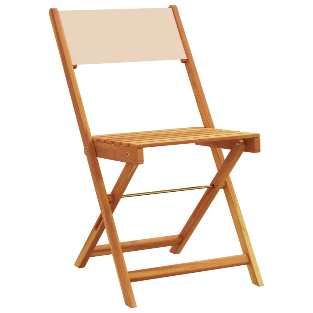 Bistrostoelen 2 st massief acaciahout en stof beige