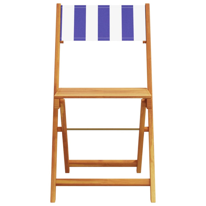 Bistrostoelen 2 st massief acaciahout en stof blauw en wit