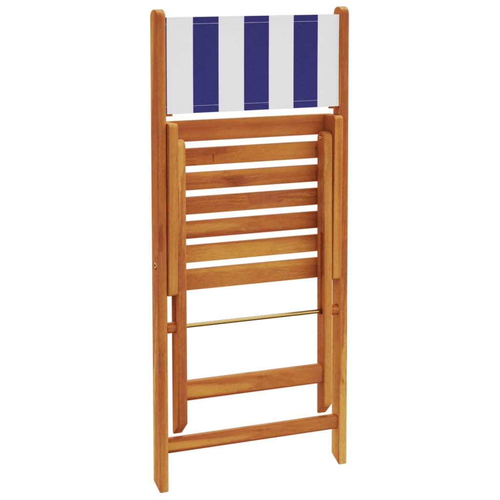 Bistrostoelen 2 st massief acaciahout en stof blauw en wit