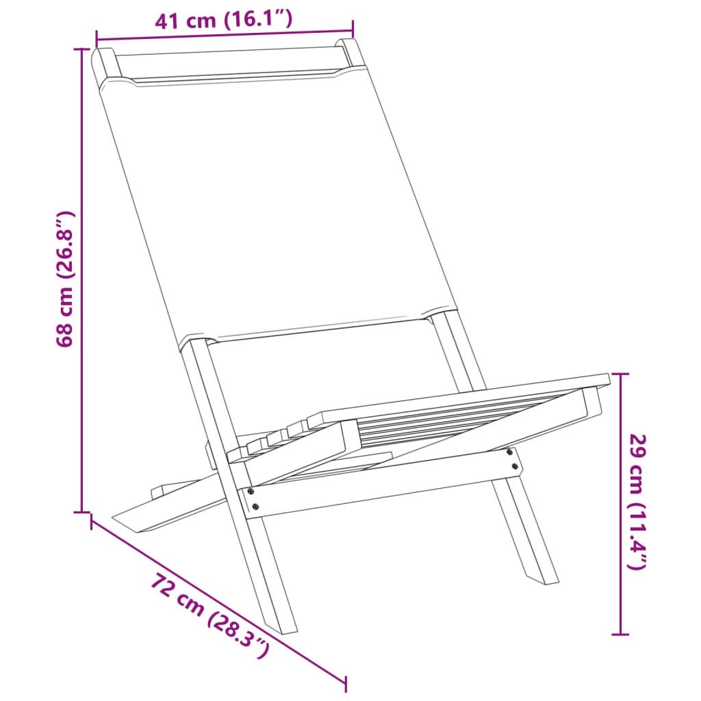 Tuinstoelen 2 st inklapbaar acaciahout en stof crèmewit