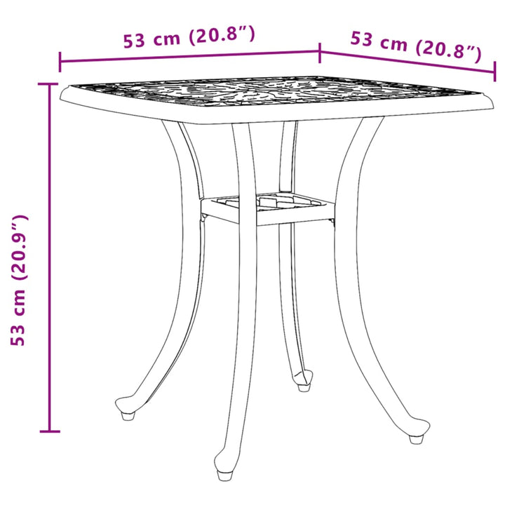 Tuintafel 53x53x53 cm gietaluminium bronskleurig