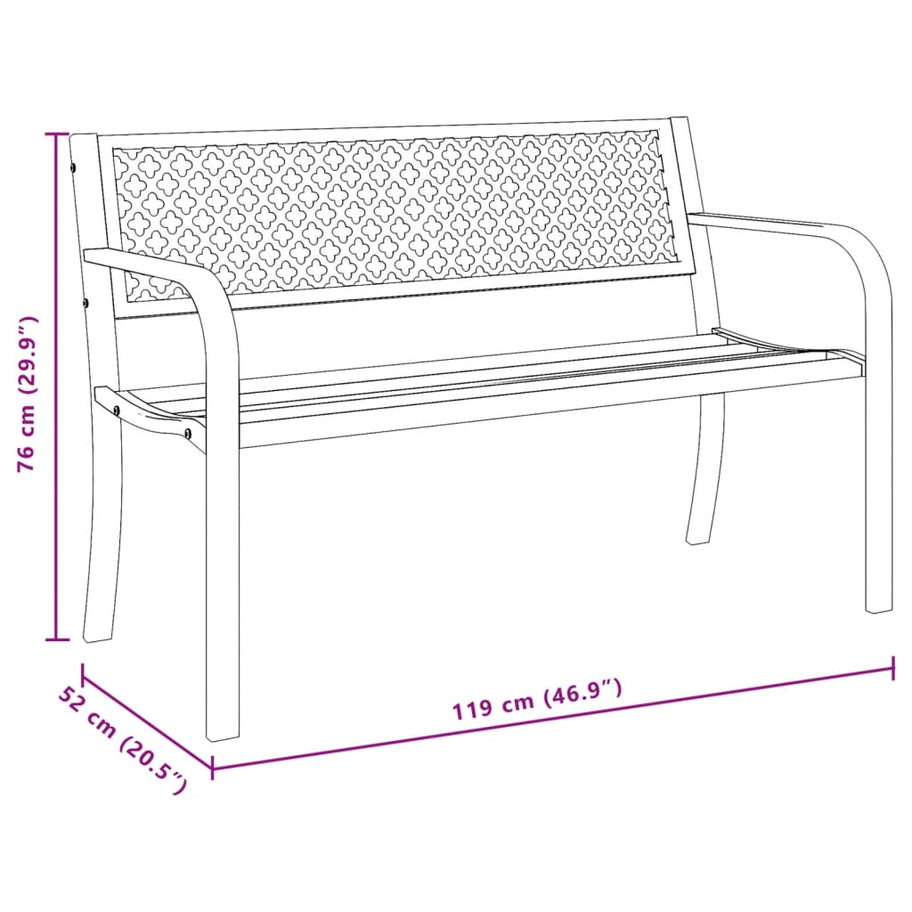 Tuinbankje 119 cm staal zwart