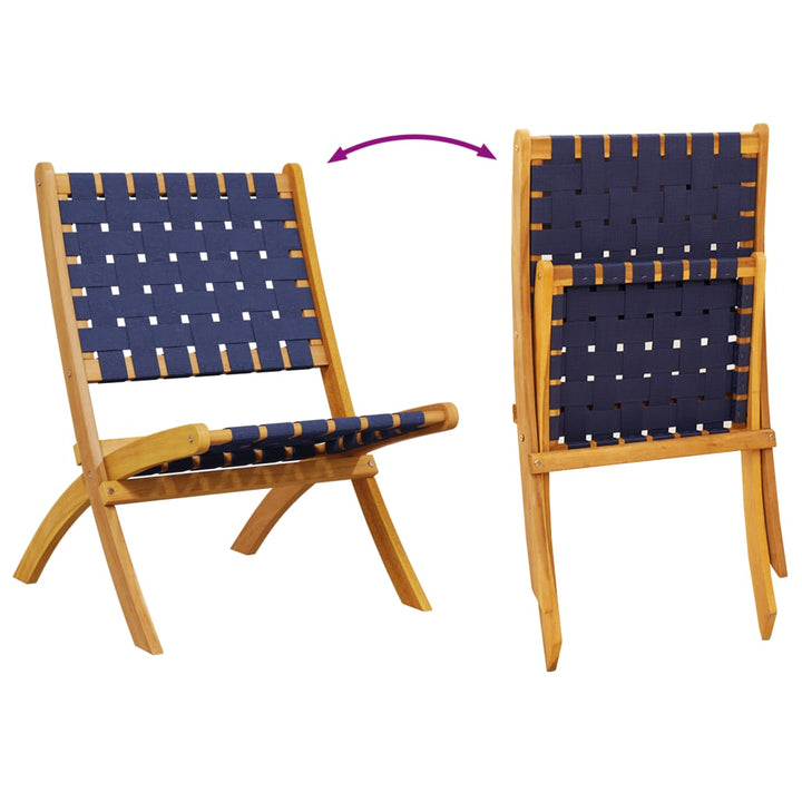 Tuinstoelen 2 st inklapbaar acaciahout en stof donkerblauw