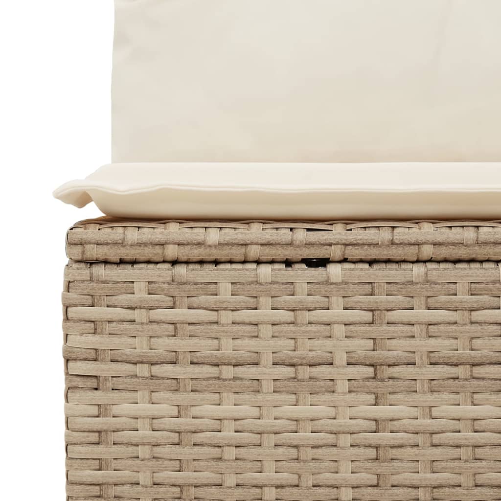 Tuinbankje verstelbaar met kussens poly rattan beige