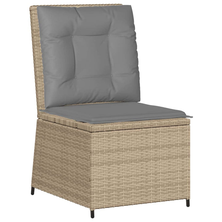 Tuinbank verstelbaar met kussens poly rattan beige